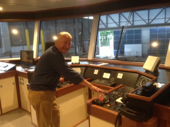 John at the helm of a ferry